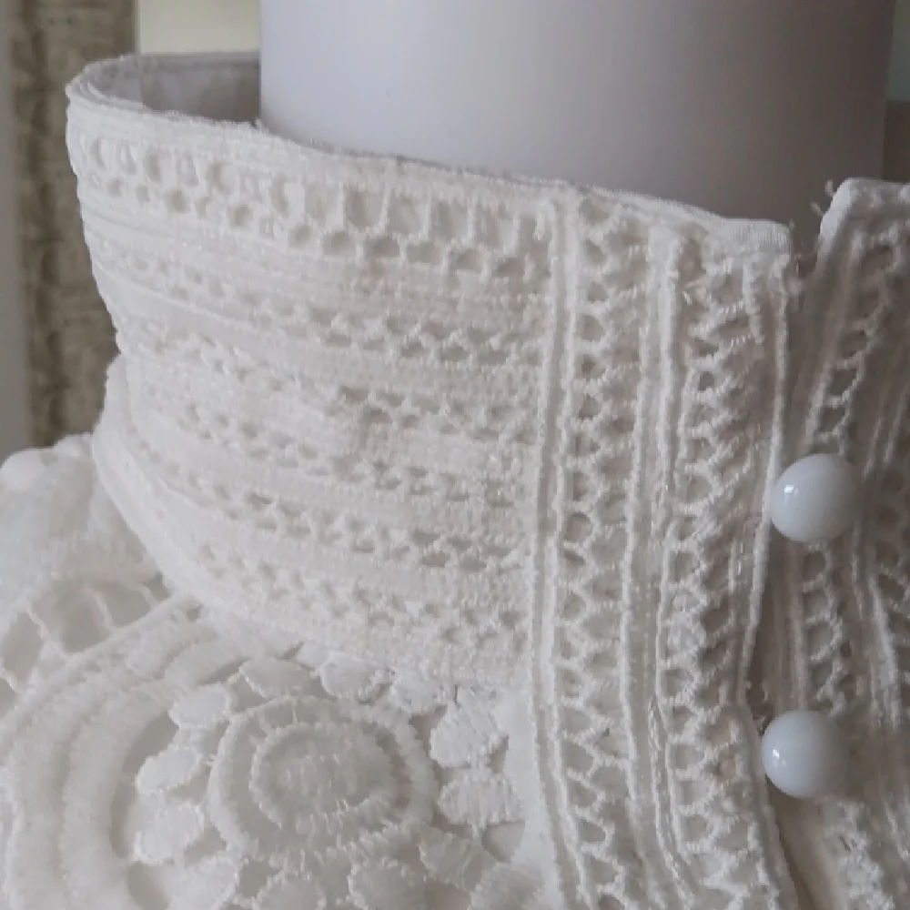 Elegant White Lace Button Down Shirt - Picture 8 of 9